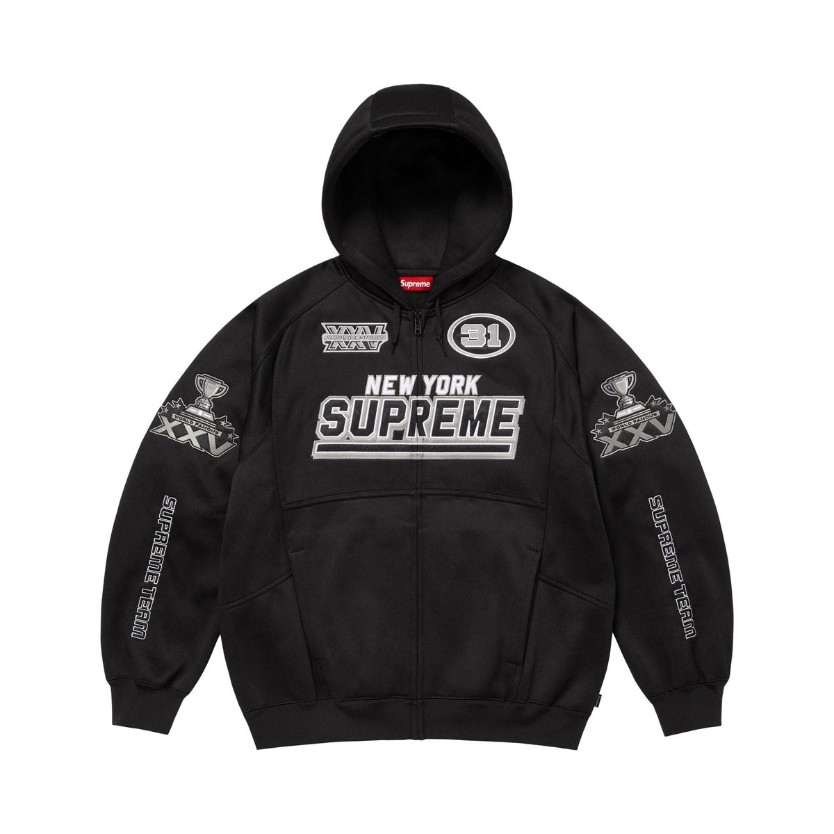 Supreme Football Zip Up Hooded Sweatshirt (FW25) Black - Im Your Wardrobe