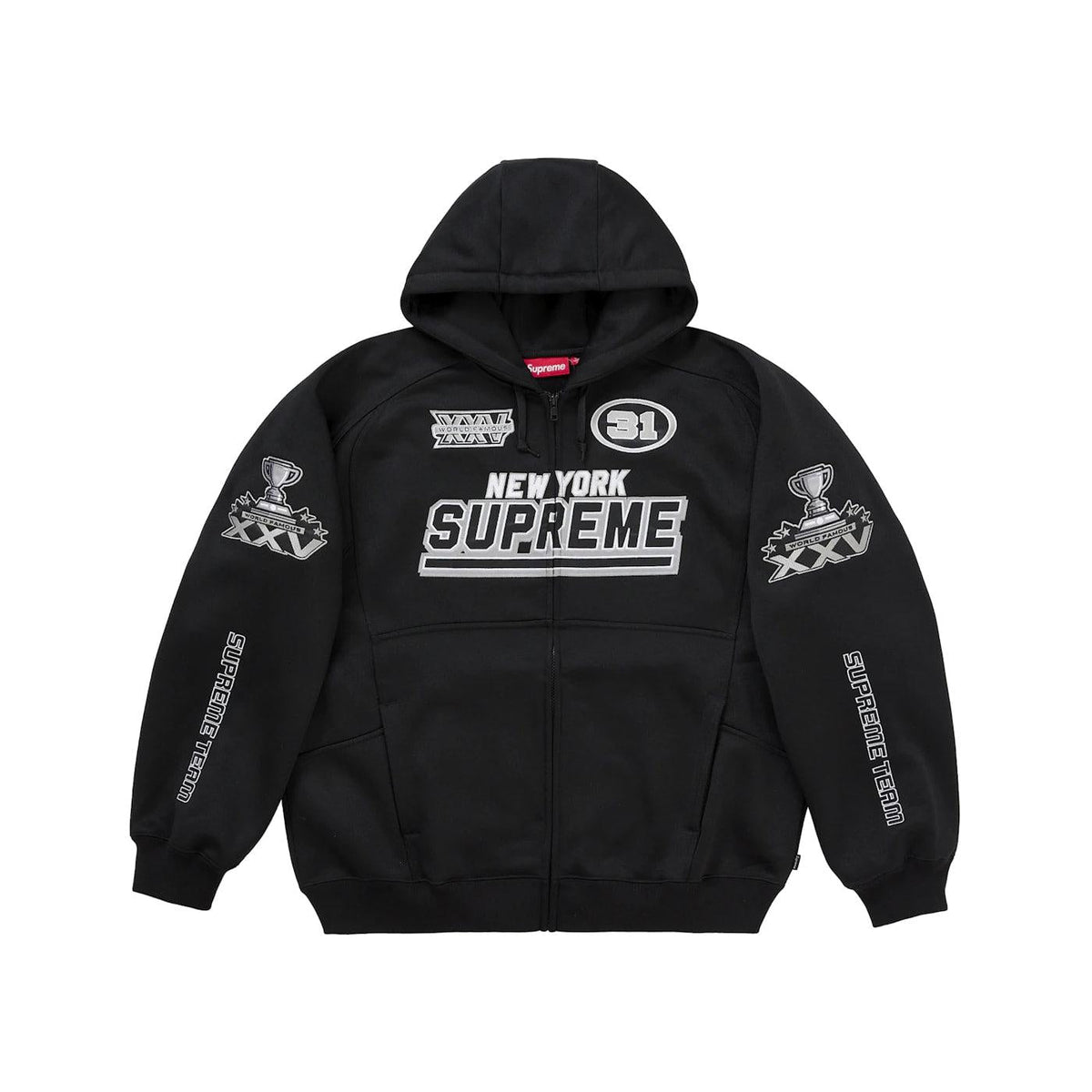 Supreme Football Zip Up Hooded Sweatshirt (FW25) Black - Im Your Wardrobe