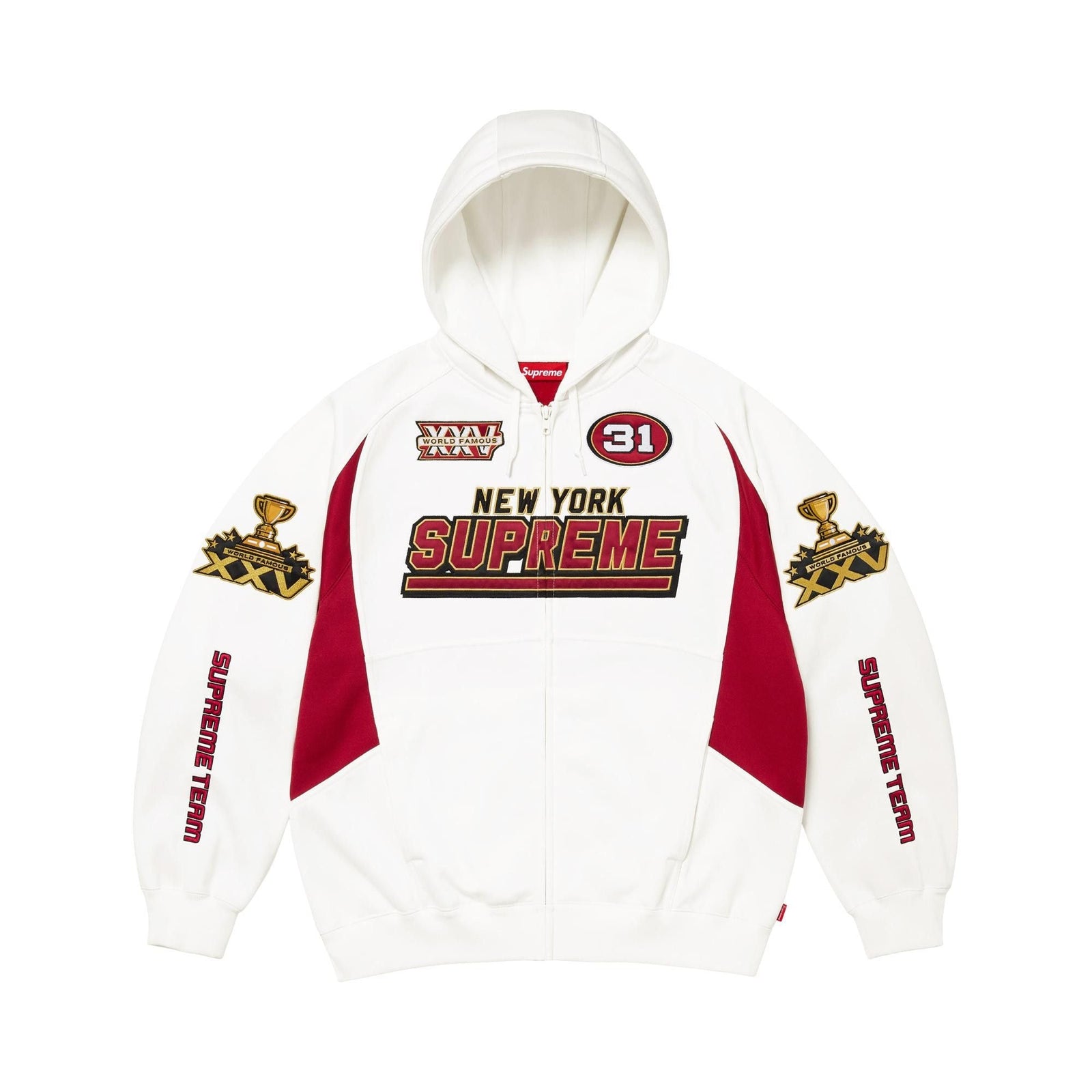 Supreme Football Zip Up Hooded Sweatshirt (FW25) White - Im Your Wardrobe