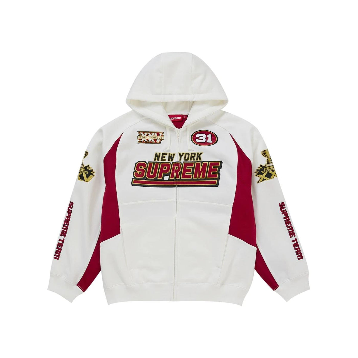 Supreme Football Zip Up Hooded Sweatshirt (FW25) White - Im Your Wardrobe