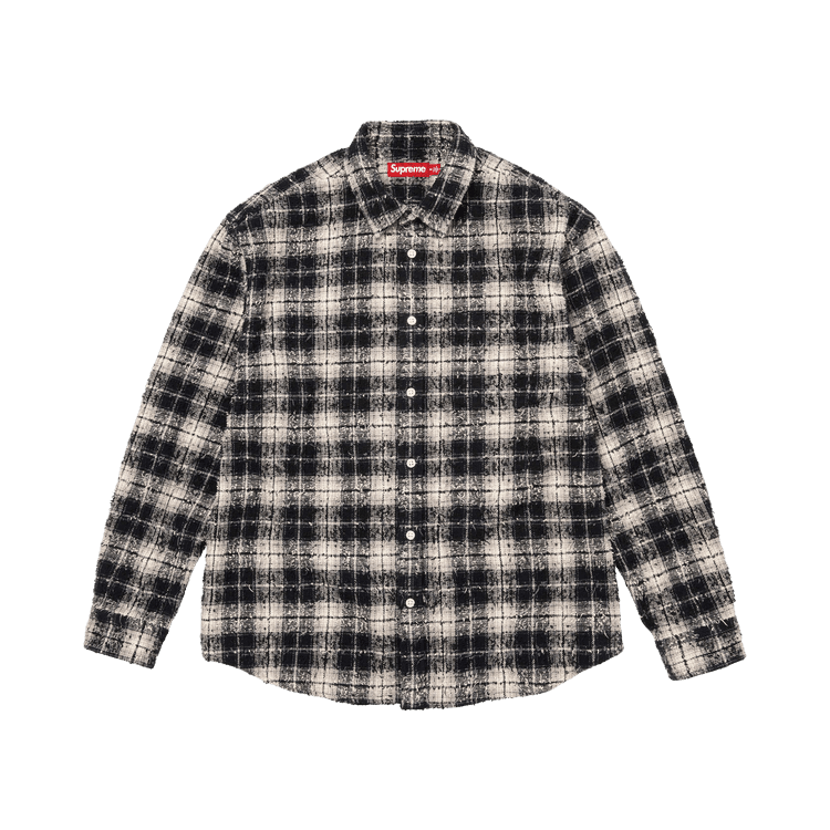 Supreme Frayed Textured Plaid Shirt Black - Im Your Wardrobe