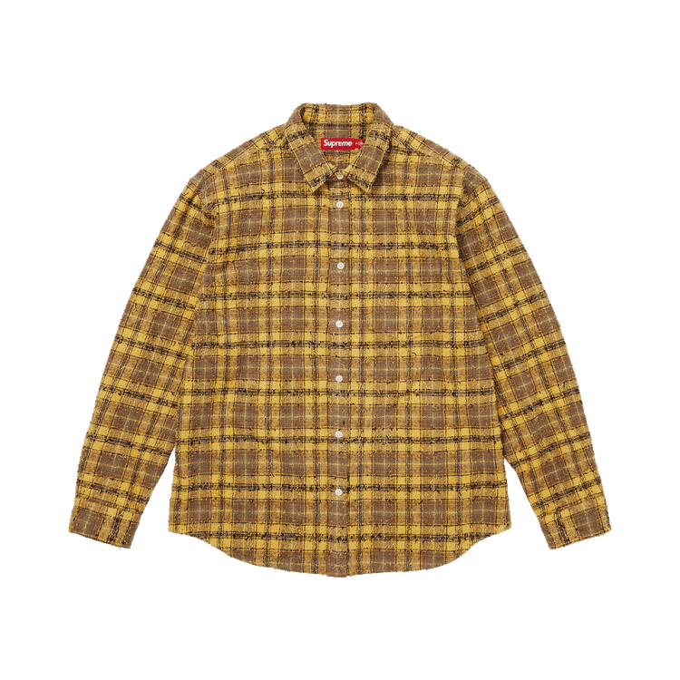 Supreme Frayed Textured Plaid Shirt Gold - Im Your Wardrobe