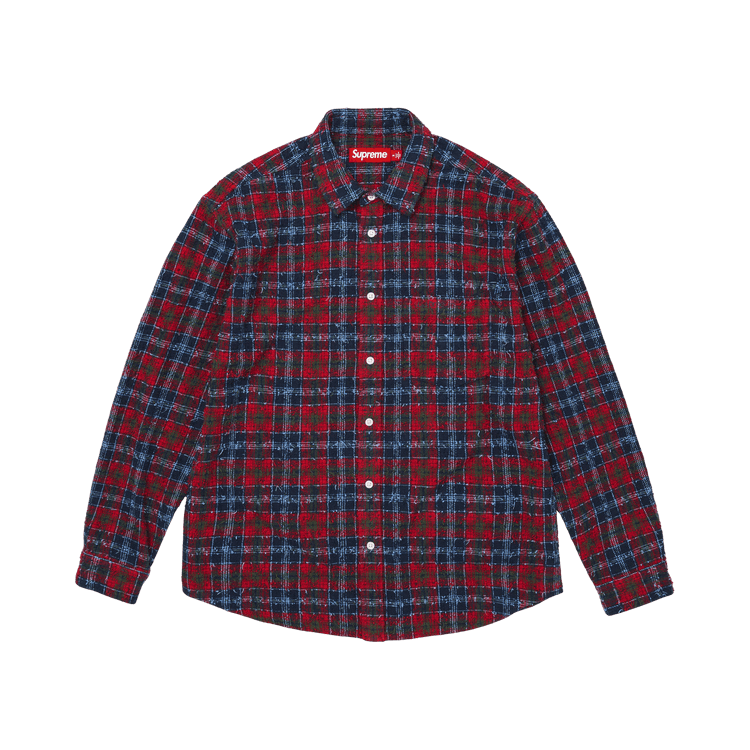 Supreme Frayed Textured Plaid Shirt Navy - Im Your Wardrobe