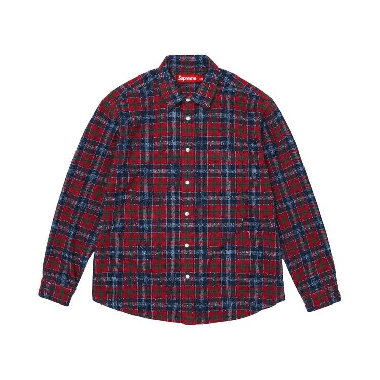 Supreme Frayed Textured Plaid Shirt Navy - Im Your Wardrobe