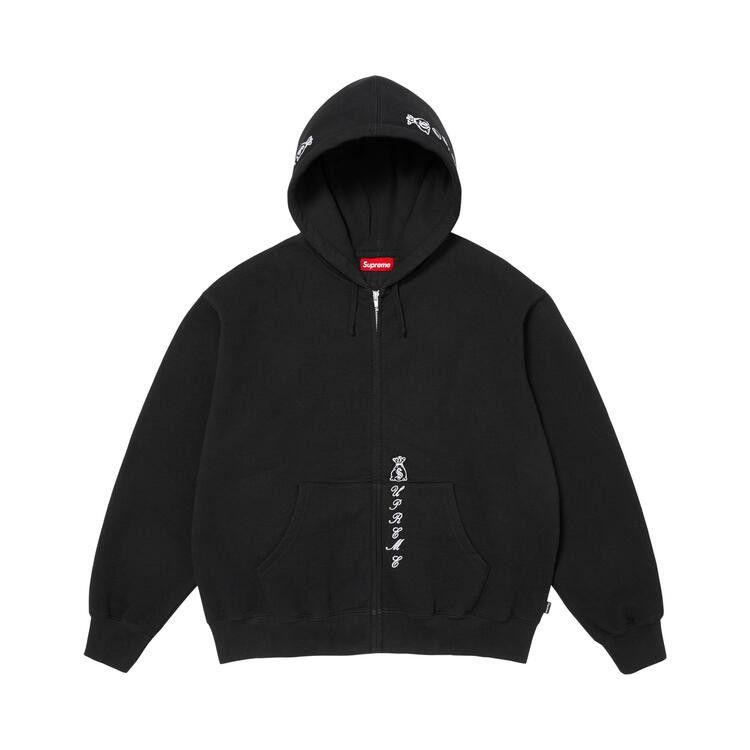 Supreme God Over Money Zip Up Hooded Sweatshirt Black - Im Your Wardrobe
