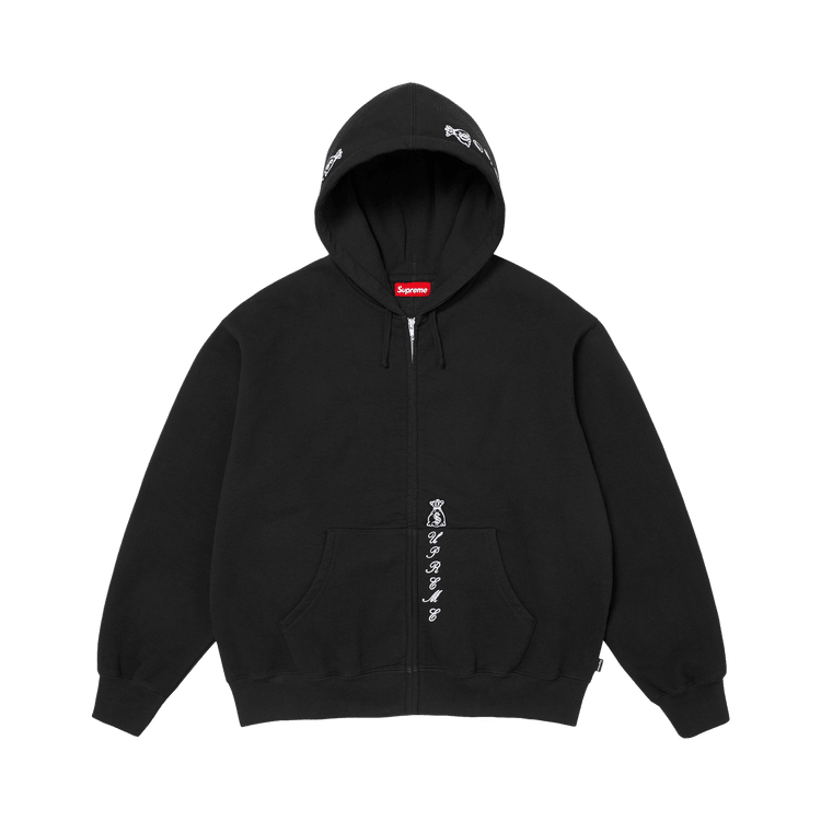 Supreme God Over Money Zip Up Hooded Sweatshirt Black - Im Your Wardrobe