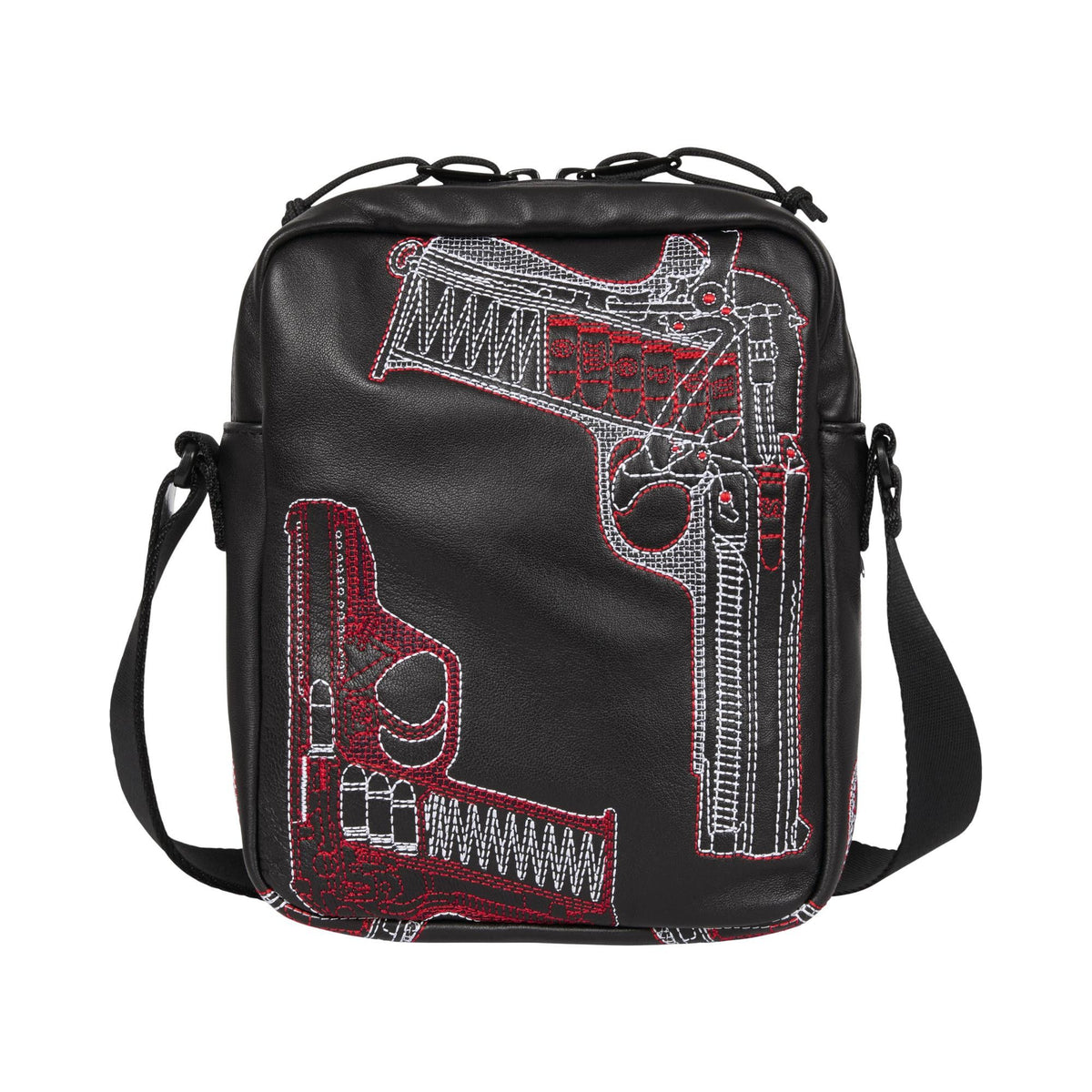 Supreme Guns Embroidered Leather Shoulder Bag Black - Im Your Wardrobe