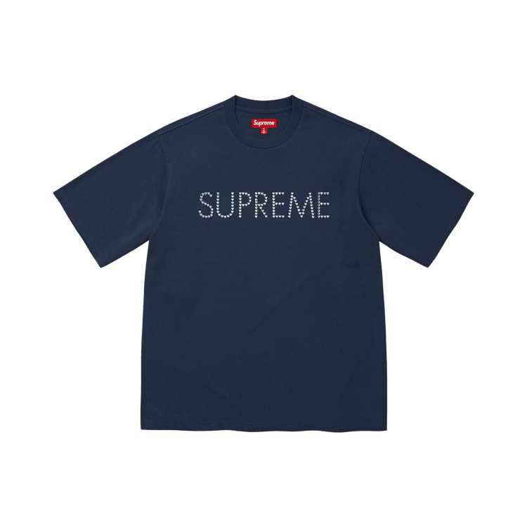 Supreme Hearts Studded Short-Sleeve Top Navy - Im Your Wardrobe