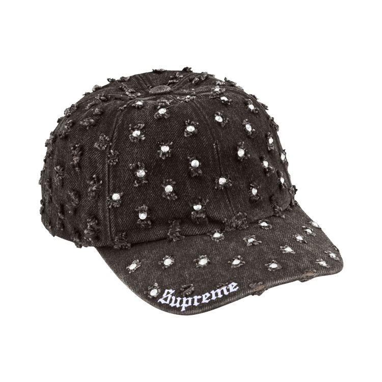 Supreme Hole Punch Rhinestone Denim 6-Panel (FW26) Black - Im Your Wardrobe