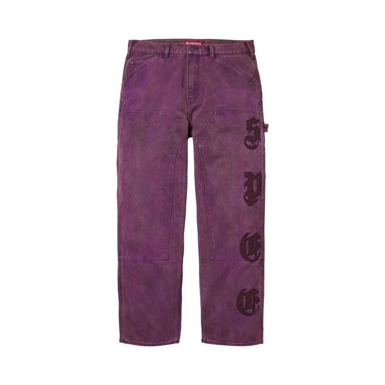 Supreme Leather Appliqué Double Knee Painter Pant Purple - Im Your Wardrobe