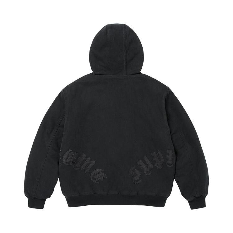 Supreme Leather Appliqué Hooded Work Jacket Black - Im Your Wardrobe