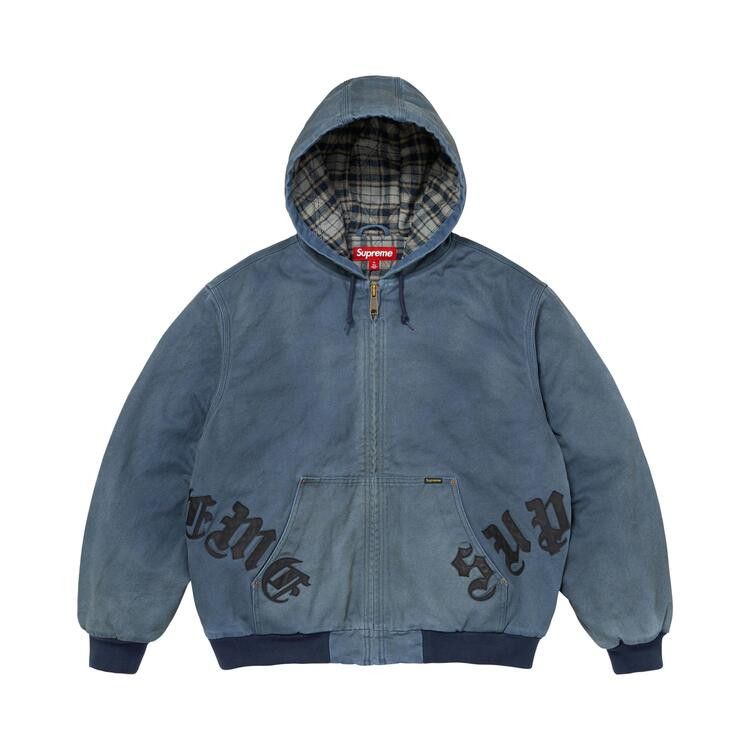 Supreme Leather Appliqué Hooded Work Jacket Navy - Im Your Wardrobe