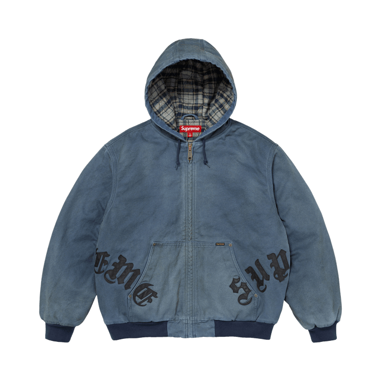 Supreme Leather Appliqué Hooded Work Jacket Navy - Im Your Wardrobe