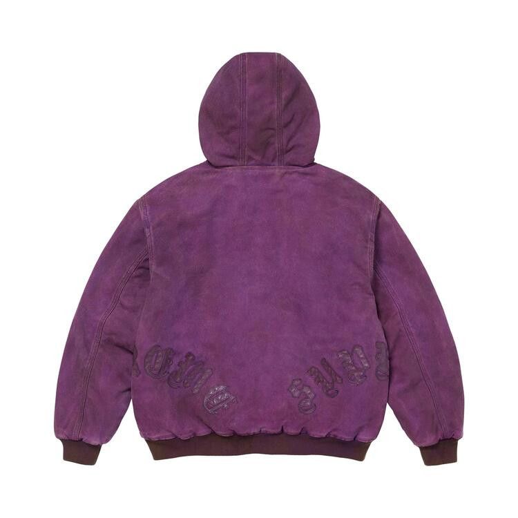Supreme Leather Appliqué Hooded Work Jacket Purple - Im Your Wardrobe
