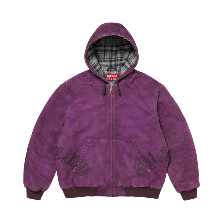 Supreme Leather Appliqué Hooded Work Jacket Purple - Im Your Wardrobe