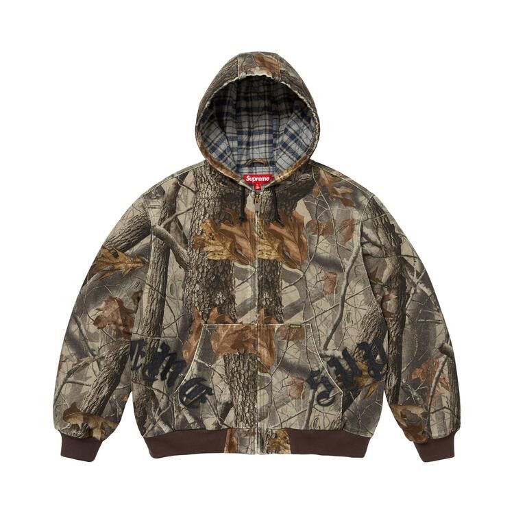 Supreme Leather Appliqué Hooded Work Jacket Realtree Hardwoods Camo - Im Your Wardrobe