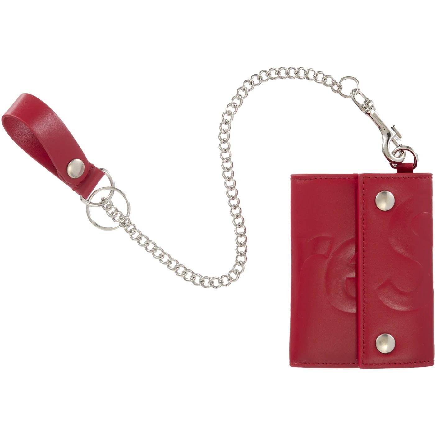 Supreme Leather Chain Wallet Red