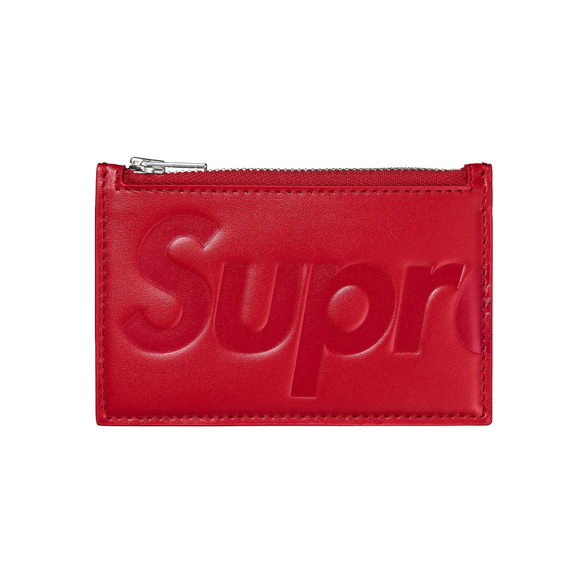 Supreme Leather Zip Card Holder 'Red' (SS25) - Im Your Wardrobe