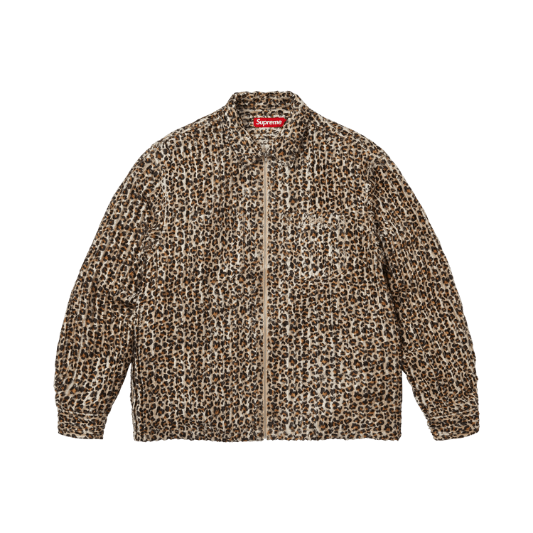 Supreme Leopard Frayed Zip Up Shirt Tan - Im Your Wardrobe