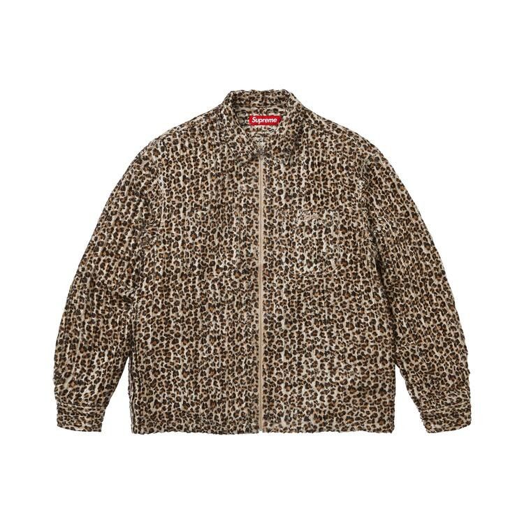 Supreme Leopard Frayed Zip Up Shirt Tan - Im Your Wardrobe