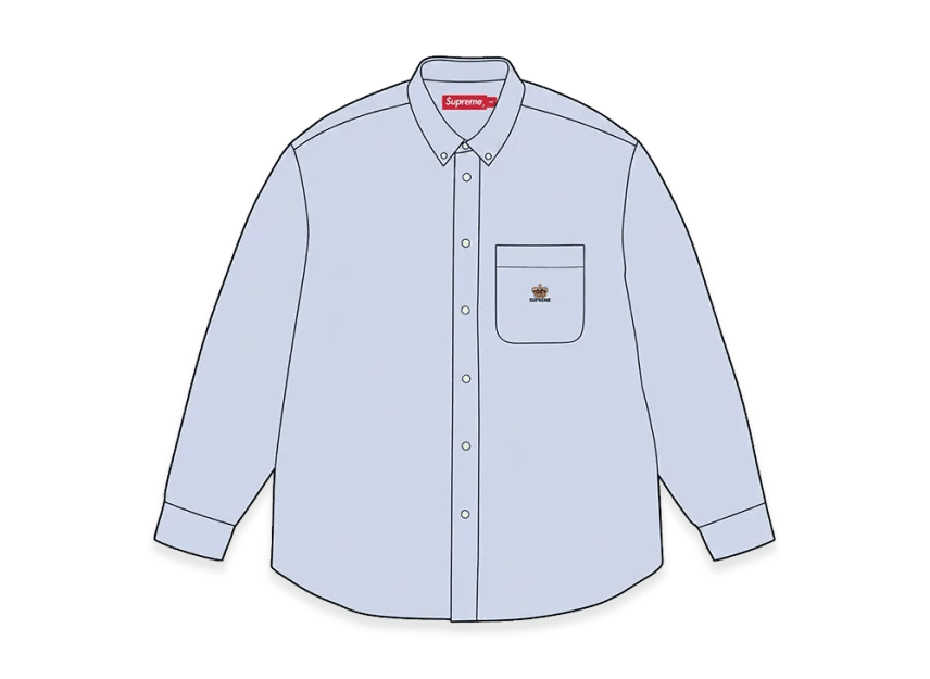 Supreme Loose Fit Flannel Oxford Shirt "Light Blue" - Im Your Wardrobe