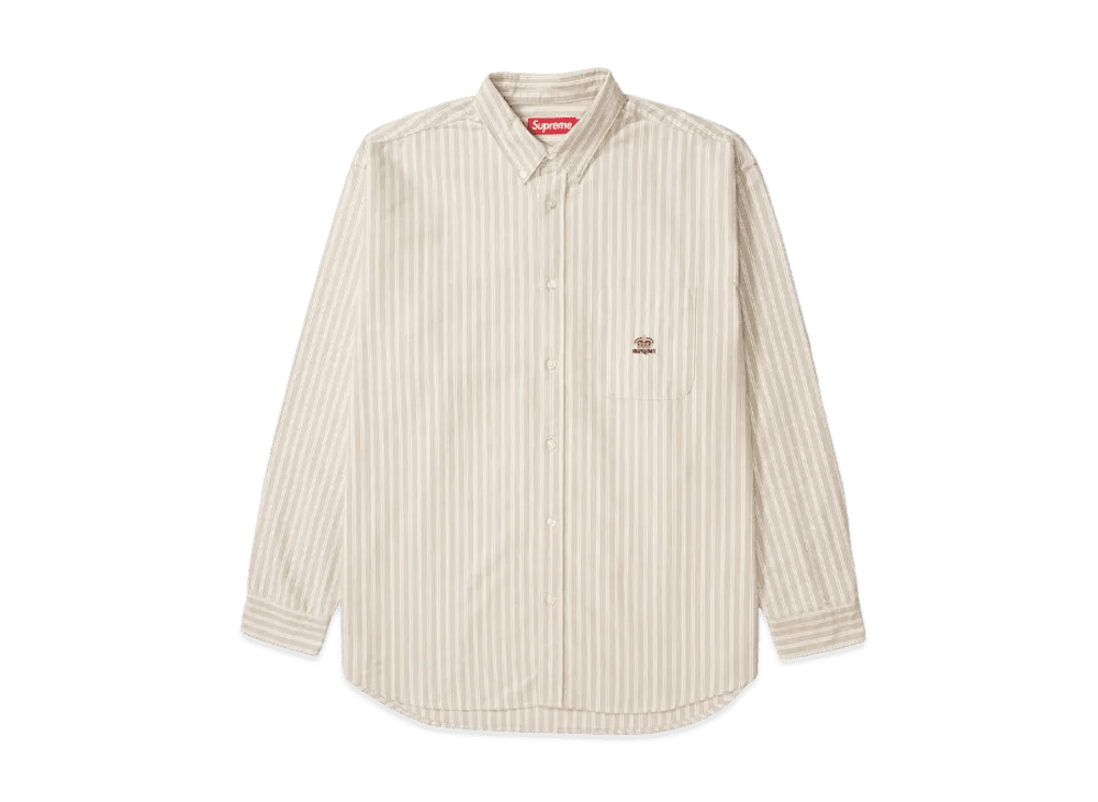 Supreme Loose Fit Flannel Oxford Shirt Tan Stripe (FW26) - Im Your Wardrobe