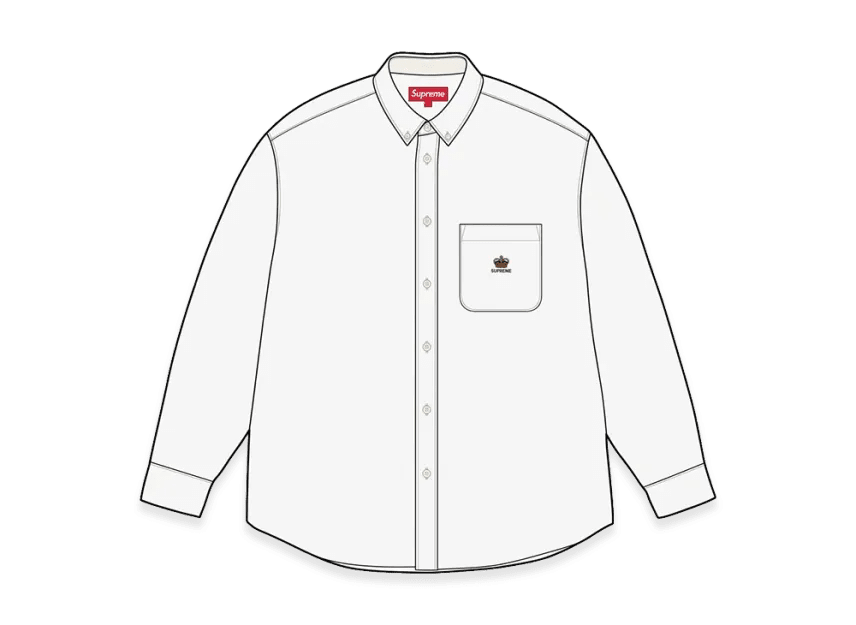 Supreme Loose Fit Flannel Oxford Shirt "White" - Im Your Wardrobe
