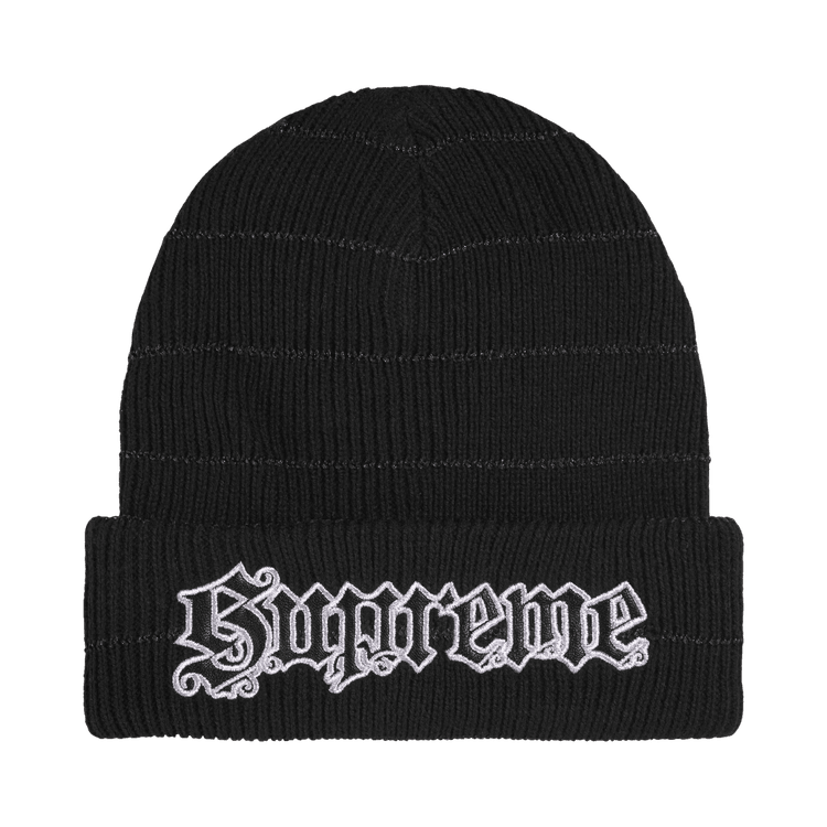Supreme Metallic Stripe Beanie (FW26) Black - Im Your Wardrobe