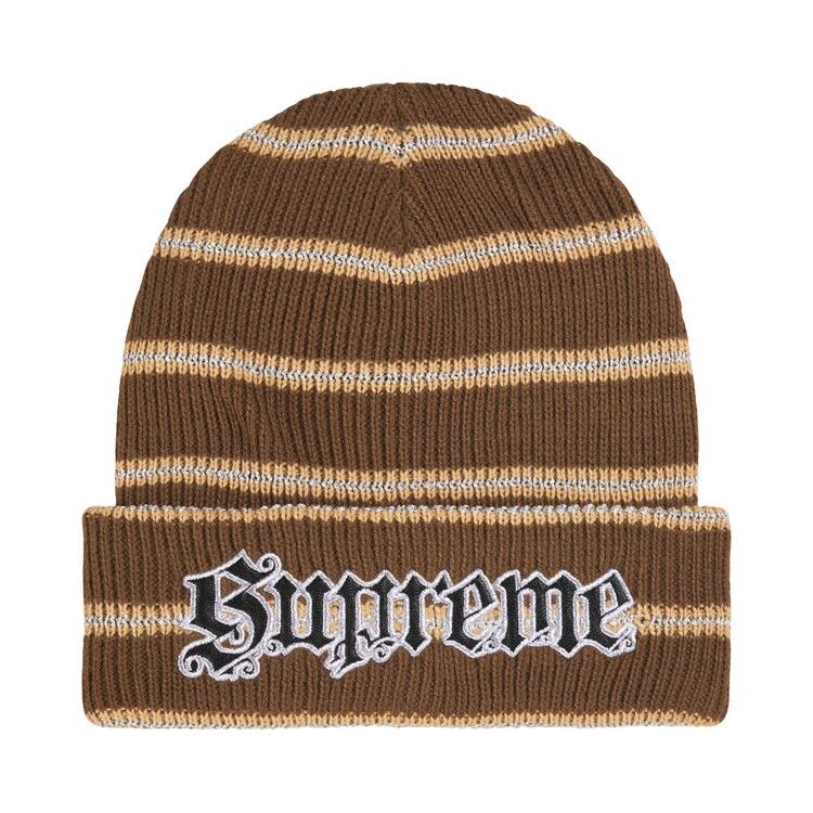 Supreme Metallic Stripe Beanie (FW26) Brown - Im Your Wardrobe