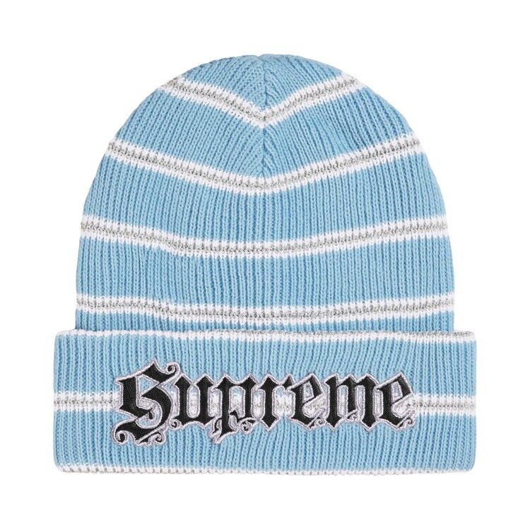 Supreme Metallic Stripe Beanie (FW26) Light Blue - Im Your Wardrobe