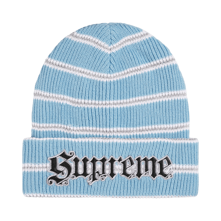 Supreme Metallic Stripe Beanie (FW26) Light Blue - Im Your Wardrobe