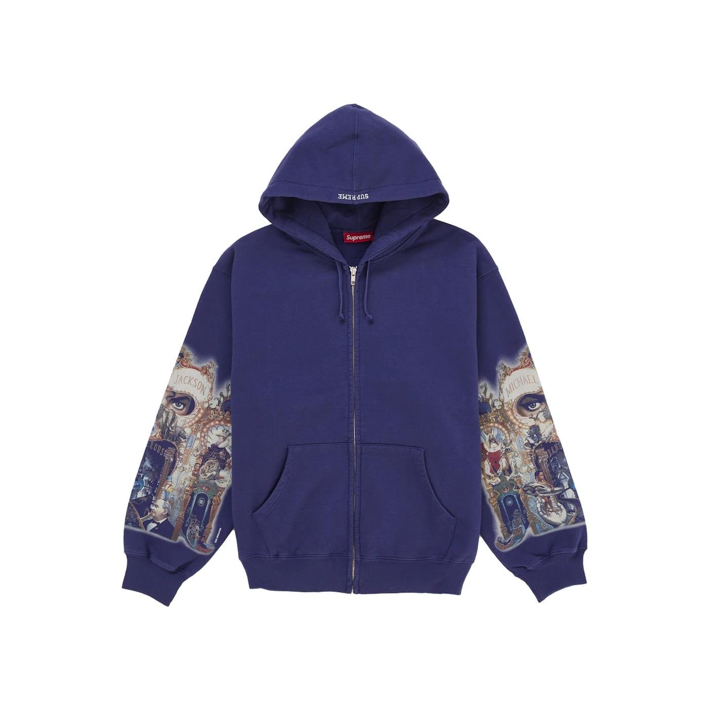 Supreme Michael Jackson Dangerous Zip Up Hooded Sweatshirt Washed Navy - Im Your Wardrobe