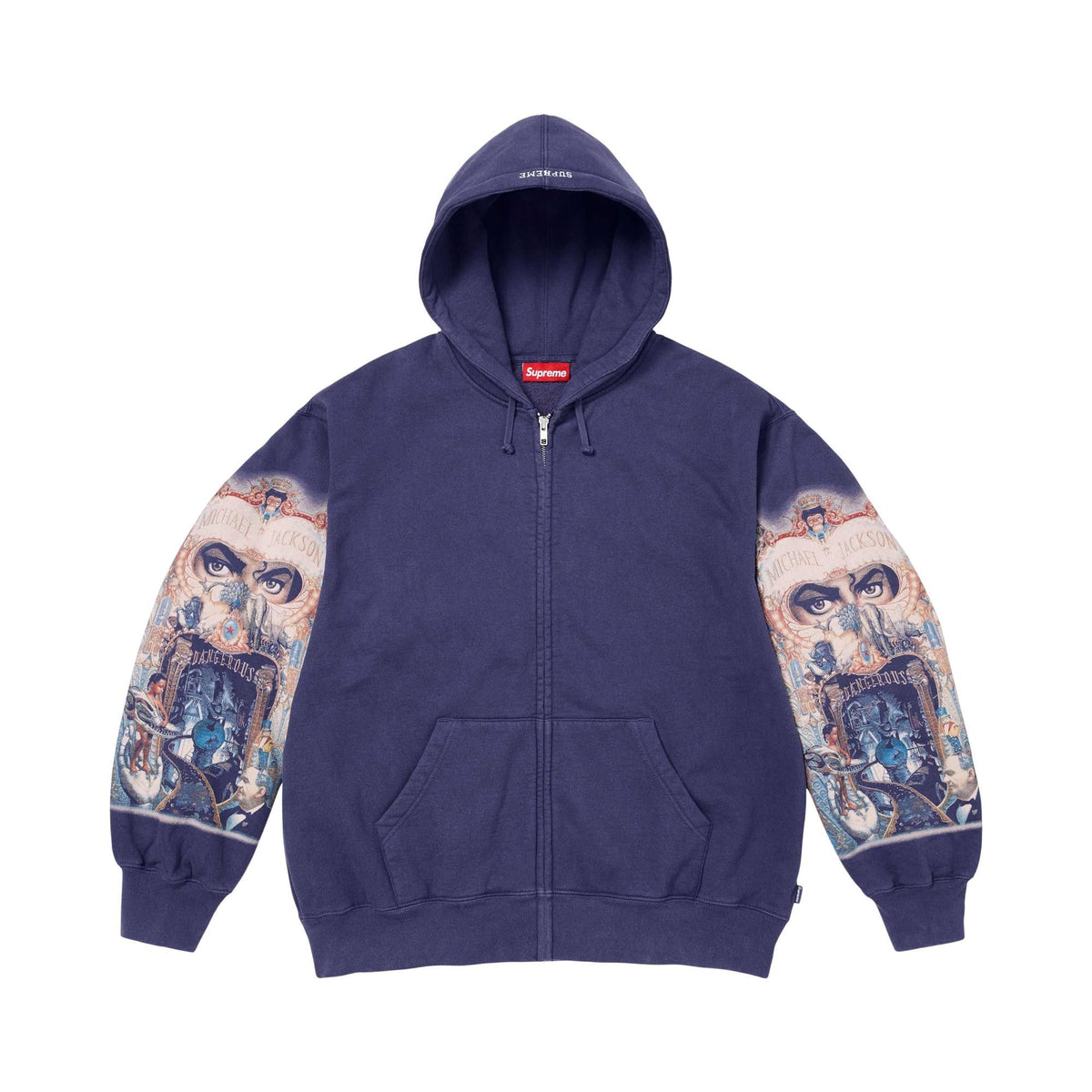 Supreme Michael Jackson Dangerous Zip Up Hooded Sweatshirt Washed Navy - Im Your Wardrobe