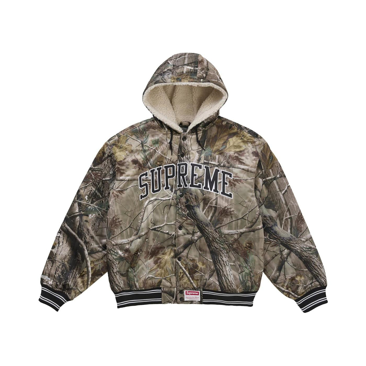 Supreme Mitchell & Ness Lined Hooded Satin Varsity Jacket Realtree AP Camo - Im Your Wardrobe