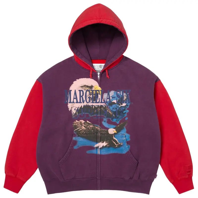Supreme MM6 Maison Margiela Eagle Zip Up Hooded Sweatshirt Red - Im Your Wardrobe