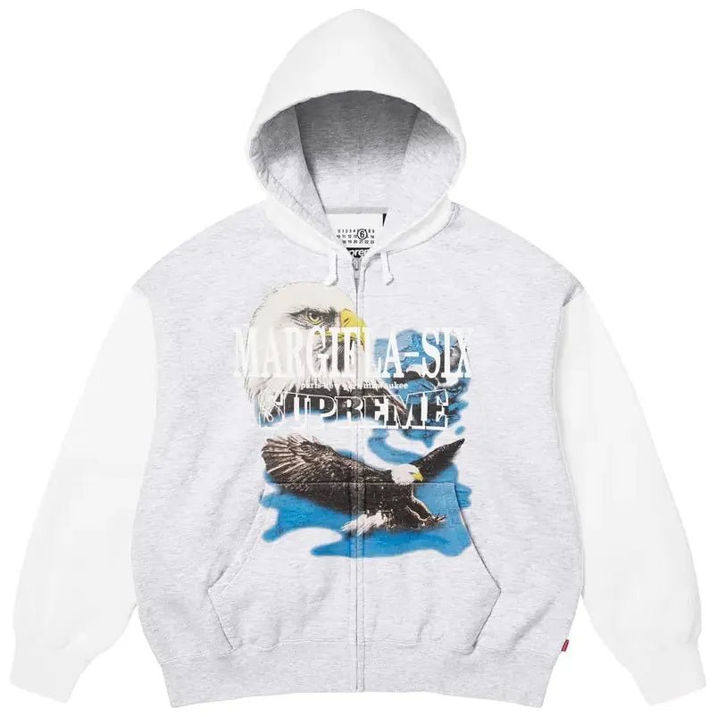 Supreme MM6 Maison Margiela Eagle Zip Up Hooded Sweatshirt White - Im Your Wardrobe