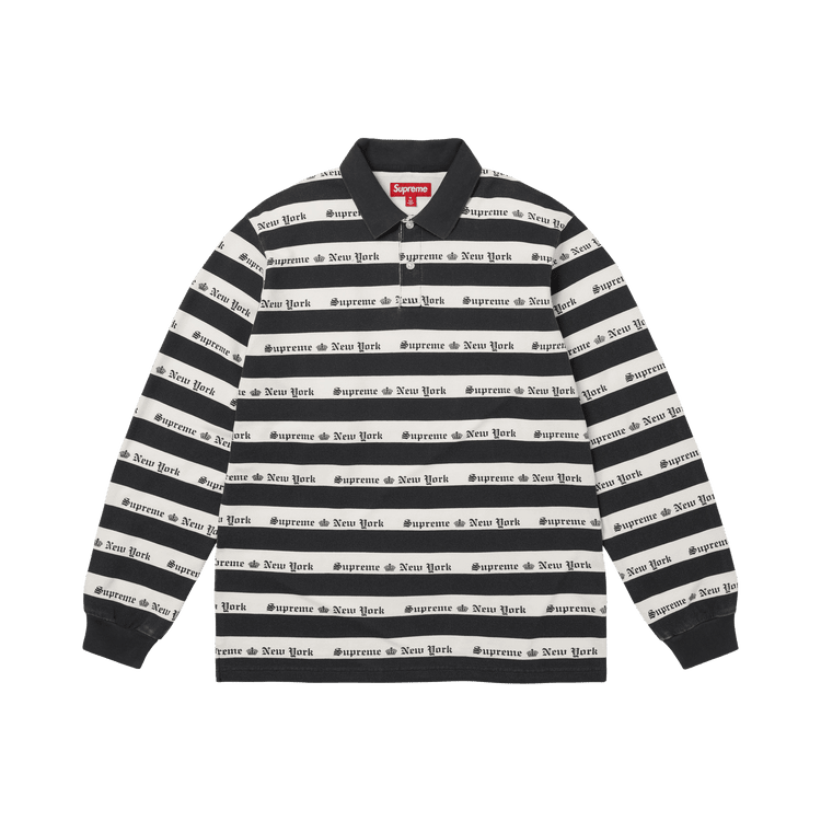 Supreme Old English Stripe Long-Sleeve Polo Black - Im Your Wardrobe