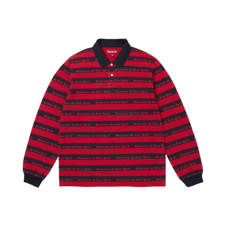 Supreme Old English Stripe Long-Sleeve Polo Navy - Im Your Wardrobe
