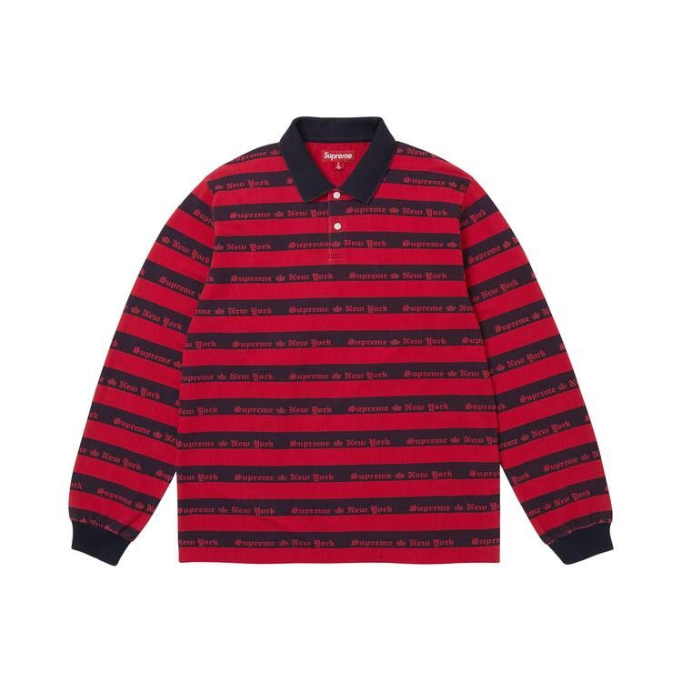 Supreme Old English Stripe Long-Sleeve Polo Navy - Im Your Wardrobe