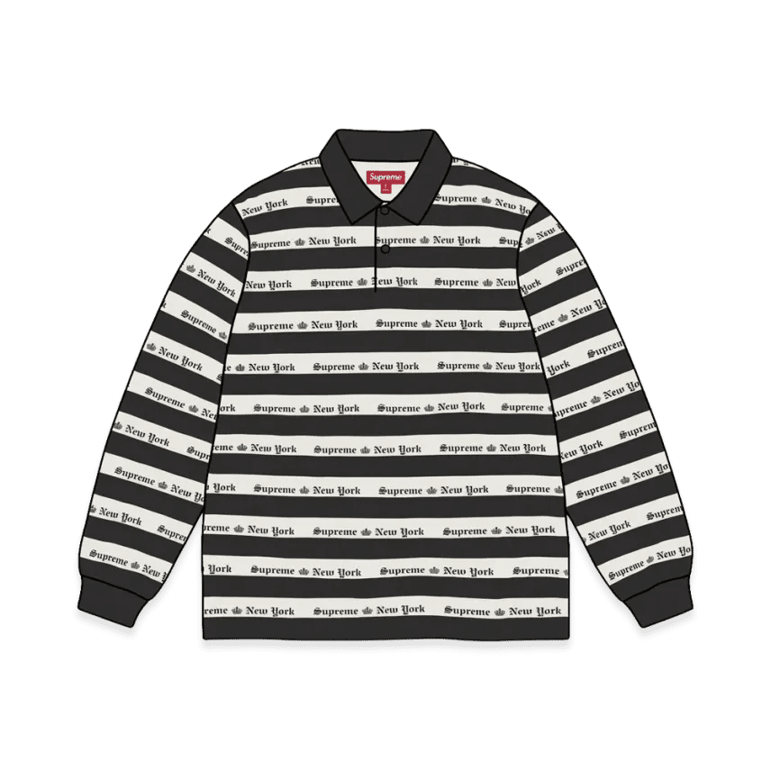 Supreme Old English Stripe L/S Polo Black - Im Your Wardrobe