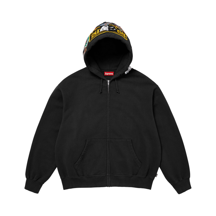 Supreme Patches Zip Up Hooded Sweatshirt Black - Im Your Wardrobe