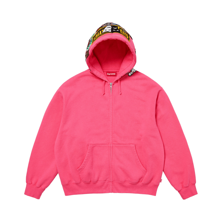 Supreme Patches Zip Up Hooded Sweatshirt Magenta - Im Your Wardrobe