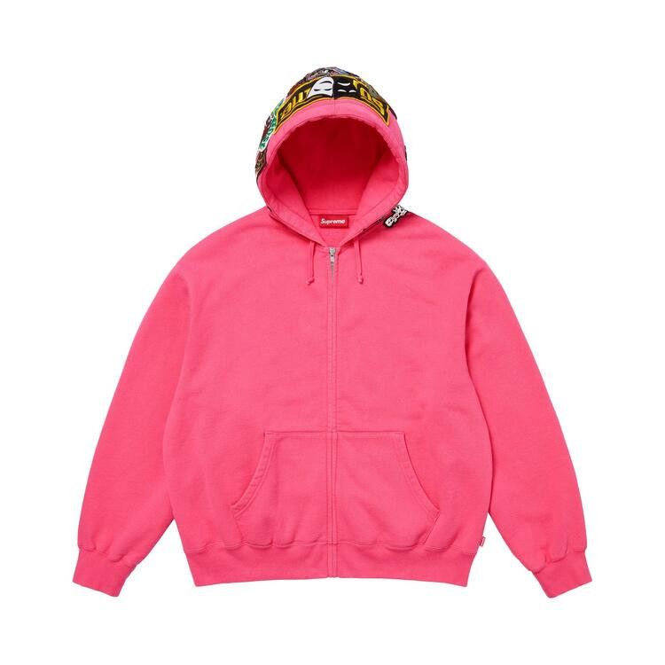 Supreme Patches Zip Up Hooded Sweatshirt Magenta - Im Your Wardrobe