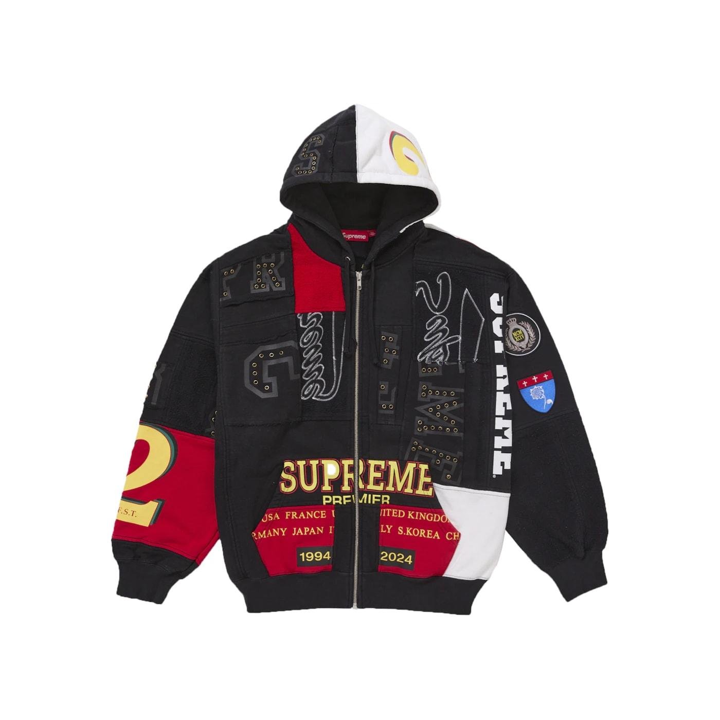 Supreme Patchwork Zip Up Hooded Sweatshirt (SS25) Black - Im Your Wardrobe