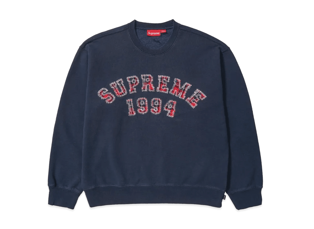 Supreme Plaid Arc Crewneck Navy - Im Your Wardrobe