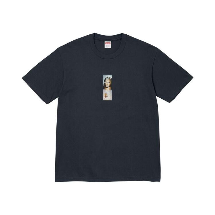 Supreme Prayer Card Box Logo Tee (FW26) Navy - Im Your Wardrobe