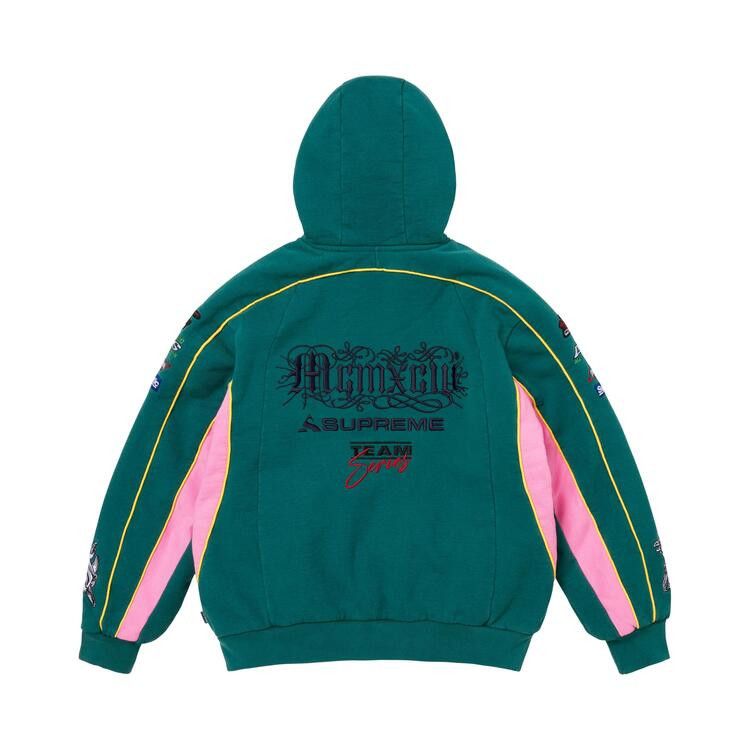 Supreme Racing Lined Zip Up Hooded Sweatshirt Dark Teal - Im Your Wardrobe