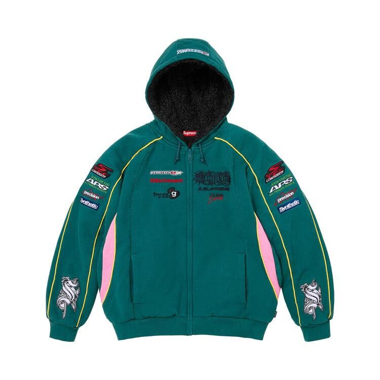 Supreme Racing Lined Zip Up Hooded Sweatshirt Dark Teal - Im Your Wardrobe