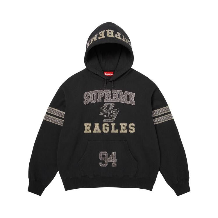Supreme Rhinestone Eagle Hooded Sweatshirt Black - Im Your Wardrobe