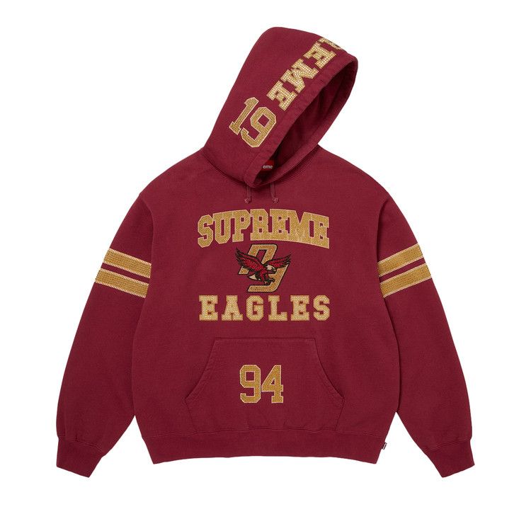 Supreme Rhinestone Eagle Hooded Sweatshirt Cardinal - Im Your Wardrobe